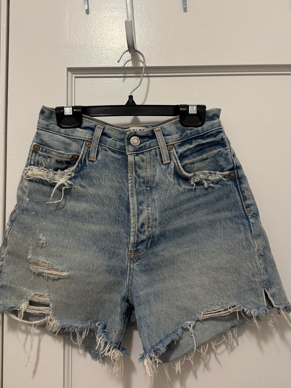 Agolde High-Rise Distressed Denim Shorts